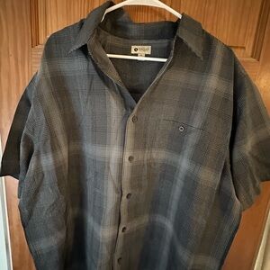 Haggar Men's Black and Gray Plaid Button Down Shirt